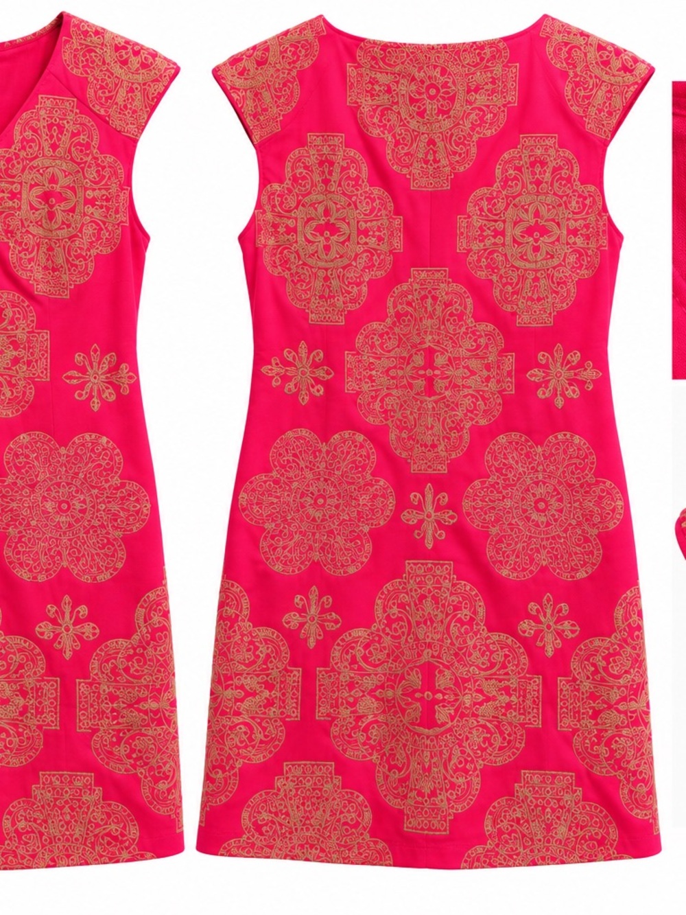 Beth Bowley Hot Pink Tunic with Gold Medallion Print